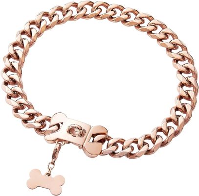 Rose Gold Hund Edelstahl Kubanische Kette Schwerlast Korrosionsbeständigkeit