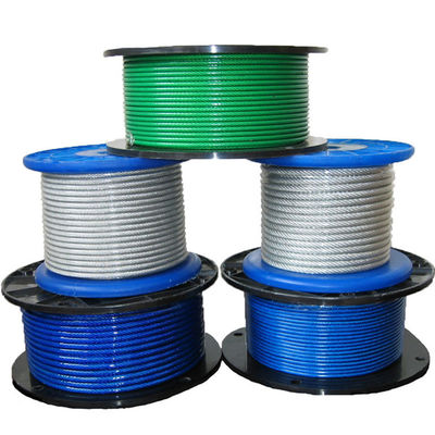 kaufen Direkt von 5/32 Zoll bis 7/16 Zoll PVC beschichtet Stahlkabel 7x7 / 7x19 Qualität Kohlenstoffstahl Länge 100-2000m online manufacture