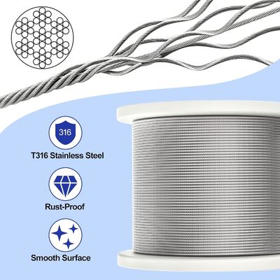 kaufen OEM 1/16-3/32 Drahtkabel Verzinktes Drahtseil mit klarer Kunststoffbeschichtung 150 ft 45,72 Meter Stahlkabel Spirale Außen online manufacture
