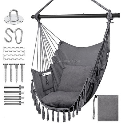 100*130cm 320g Polyester-Baumwolle Hängendes Seil Schwingende Hängematte Mit Zwei Kissen