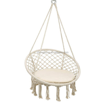 kaufen Rund hängende Hängematte Außengarten Baumwollseil Makram Rand Terrasse Schaukelmatte Stuhl Haustier Hängematte online manufacture