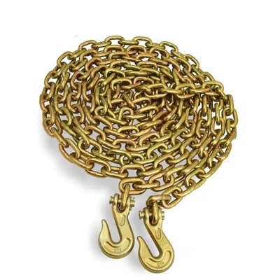 3/8' X 20 ft Gelb Zink Schwerlastgeschweißte Kette G 70 mit Clevis Grab Haken