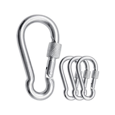 Polsterte Oberfläche aus Edelstahl Karabiner Spring Snap Hook mit Auge und Schraube