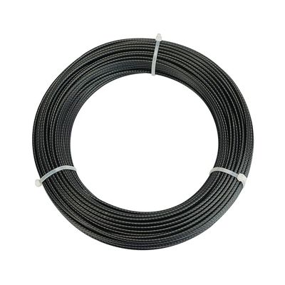 Ein guter Preis. PP/PE/PU/PVC/PA/Nylon 1,2-1,8 mm schwarzes Polypropylenbeschichtetes Stahldrahtseil 7x7 Toleranz ± 1% mit Si-Gehalt von % 0.1 Online