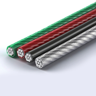 Ein guter Preis. Kohlenstoffstahl verzinktes PVC-ummanteltes Drahtseil 7x7 / 7x19 Konstruktion Flugzeugkabel für Großprojekte online